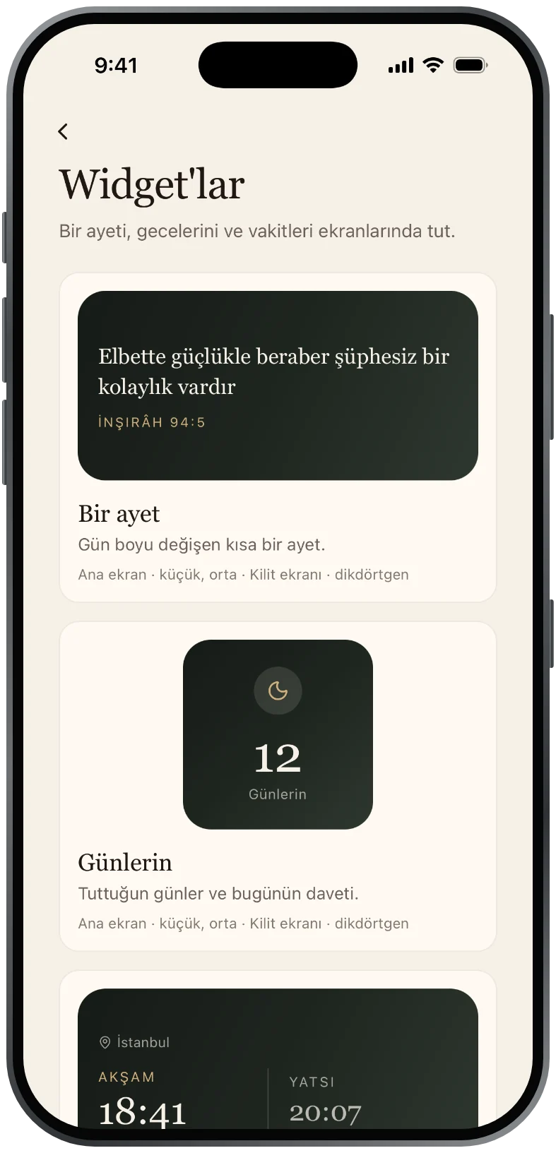 Sereni widget'ları